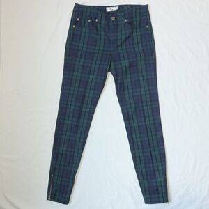 Vineyard Vines Blackwatch Plaid Navy and Teal Zipped Ankle Pants For Womens Sz 4